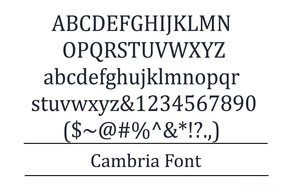 Cambria Font Preview